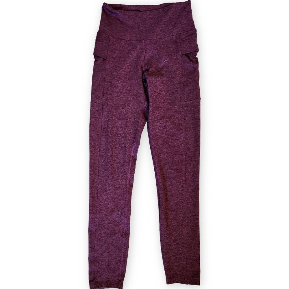 Freely Active Purple Space Dye Leggings Pockets Stretch Womens XS